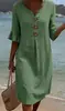 Vestido de Algodón y Lino con Cuello en V, Botones Grandes y Mangas con Volantes para Mujer, Nuevo para Primavera/Verano 2026, Transfronterizo Europeo y Americano de Amazon