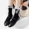 Botas y Calcetines de Algodón para Mujer, Calcetines de Felpa Estilo Ballet Primavera y Otoño, Calcetines Dulces de Algodón para Niñas con Encaje y Moño Lolita Otoño e Invierno