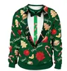 2025 Estilo Europeo y Americano Estampado con Logo Otoño e Invierno Sudadera con Capucha Estampada en 3D Divertido Papá Noel Cuello Redondo