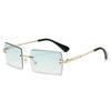 Nuevos Lentes de Sol Cuadrados sin Montura de Borde Cortado Personalizados de Moda Tendencia Moda Europea y Americana Popular Estilo Callejero Lentes de Sol Degradados