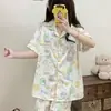 Nueva pijama de niña de dibujos animados suave y linda de celebridad de internet, conjunto de manga corta y pantalón corto de verano, estilo ins, para dormitorio de estudiante y uso en casa