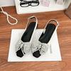 Sapatos de Camada Única com Salto Grosso de Novo Estilo da Primavera Moda Feminina Sapatos Mary Jane com Bico Fechado e Pérolas Sapatos Femininos com Salto Estilo Pequeno Perfumado Cor Sólida Combinando