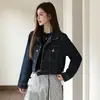Nueva chaqueta de mezclilla retro de moda, corta y de alta calidad, estilo coreano para mujer, con corte holgado y favorecedor, disponible en azul oscuro y otros colores, hecha de algodón