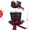 Chapéu de Natal estrela do topo da árvore Árvore de Natal xadrez vermelho e preto lantejoulas chapéu decorativo pingente ornamento para árvore de Natal