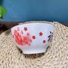 Cuenco de porcelana para el hogar, venta al por mayor, cuenco de arroz de cerámica de 5,2 pulgadas, cuenco con patrón de diamantes, cuenco de porcelana con impresión bajo cubierta, vajilla de moda para microondas