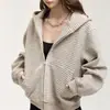 Cardigan Suéter com Capuz Listrado de Pelo de Coelho Feminino Outono Inverno Solto Versátil Estilo Preguiçoso Jaqueta Masculina Jaqueta Casual Americana