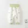 Pantalones para bebé con protección para la barriga, pantalones con entrepierna abierta para niños y niñas, pantalones de otoño de algodón puro Clase A, pantalones largos de cintura alta, estilo primavera y otoño para niños
