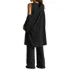 Conjunto casual de tres piezas estilo europeo y americano para mujer en eBay: cárdigan holgado + chaleco interior + pantalones anchos fluidos