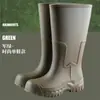 Botas de lluvia de moda hasta la mitad de la pantorrilla, estilo nuevo, antideslizantes, para mujer, talla de adulto, duraderas, diseño de caña corta, adecuadas para uso en exteriores, forradas de felpa, impermeables, zapatos de goma, zapatos de agua