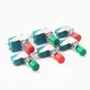 DS438-448 botón pulsador momentáneo auto-reestablecible tapa roja/tapa verde microinterruptor, orificio de montaje 12mm, ancho de pata 4.8 6.3
