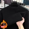 Suéter Cálido de Punto Holgado Casual para Hombre con Imitación de Cristal, Terciopelo de Hurón, Cuello Alto Medio de Invierno con Forro Polar