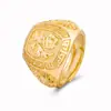 Anillo de la Fortuna Duradero con Conservación de Color Chapado en Oro Grueso Apertura Anillo para Hombre Joyería Chapada en Oro de Vietnam Cobre Chapado en Oro Verdadero de 24k