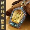 El santo patrón del Emperador de los Diez Mil Budas, Xiangyun Benmingfo, gira la perla colgante Thangka masculino amarillo verde Tara collar femenino