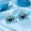 Brincos Divertidos de Caranguejo Azul, Brincos com Gradiente de Cor Esmaltada Azul Lago Claro, Brincos Acessórios Estilo Oceano para Festas