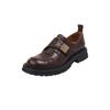 Versión de Piel de Oveja ~ Nuevos Mocasines Retro Británicos de Punta Redonda y Suela Gruesa para 2024 con Zapatos Slip-On de Piel de Cabra Recogida a Mano para Mujer
