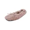 Sapatilhas Baixas de Lã Femininas Sapatos de Cano Baixo Simples Outono Novo Bico Redondo Laço Couro Genuíno Confortáveis Sapatos Simples de Pelo Femininos
