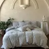 Juego de Sábanas Jacquard Cepillado de Tres Capas 100% Algodón, Engrosado y Cálido, Juego de Ropa de Cama de Sábana Plana y Sábana Ajustable de Algodón Puro