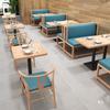 Celebridad de Internet Tienda de Té con Leche Tienda de Dulces Asiento de Tarjeta de Pared de Acero Inoxidable Sofá Mesa y Silla Estilo Madera Maciza Combinación de Banco para Cafetería