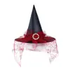 Chapéu de Halloween Festa de Bruxa Decoração Malha Pontuda Chapéu de Feiticeira Chapéu de Bruxa Pontudo Preto