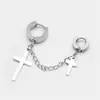 Cadena de Clip para Oreja Doble de Acero Inoxidable Estilo Coreano con Diseño de Doble Cruz, Pendientes de Clip Unisex Versátiles y Modernos para Apilar