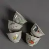 Cinza de Planta Retrô Caqui Pequena Xícara de Degustação Doméstica Cerâmica Conjunto de Chá Kung Fu Xícara de Chá Pequena Xícara para Uma Pessoa