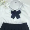 Nuo Meng jk Cor Sólida Ângulo Reto Sarja Raiz da Pena Gravata Camisa Retro Uniforme Estilo Universitário Estilo Coreano Laço Fofo