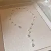 Nuevo collar de perlas artificiales de doble capa, cadena para la clavícula de moda exquisita transfronteriza, cadena de suéter de lujo ligero estilo francés
