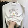 Ropa infantil versátil: nuevos estilos de otoño e invierno de tops forrados de felpa para niñas, con cuello semi-alto, diseñados para niños mayores, que brindan calidez y un look casual