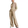 Moda Femenina 2026 Europea y Americana Transfronteriza Casual Color Sólido Cuello Alto Chaqueta Cardigan y Pantalones Rectos Conjunto de Dos Piezas