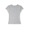 Camiseta blanca de manga corta con lunares estilo coreano para mujer, nueva colección verano 2026, con un elegante diseño en los hombros, un corte único y favorecedor.