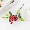 Simulación Fruta Roja Pequeña Hoja Verde Baya Fruta del Dinero Decoración Navideña Flores Artificiales Centro de Mesa para el Hogar Venta Caliente Transfronteriza