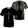 Camiseta Estampada Masculina com Impressão Digital 3D Aliexpress Amazon Ebay Respirável Cruzada Esportiva Secagem Rápida