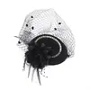 Sombrero de copa con velo de la República de China Retro Tocado para mujer Velo de novia Accesorios para el cabello de socialité Vestido Cheongsam Malla Decorativa de Halloween
