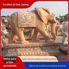 Escultura Grande de Pedra Escultura de Elefante Vermelho Pôr do Sol Par de Ornamentos de Elefante de Pedra Mármore Estilo Retrô Antigo Porta Pátio