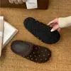 Zapatos Birkenstock de Lunares Estilo Coreano Zapatos de Algodón con Piel Zapatos Perezosos sin Cordones Cómodos Versátiles Zapatillas de Punta Cerrada Mocasines sin Espalda