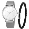 Venta al por mayor de fábrica AliExpress piel de camarón venta caliente estilo simple ultra-delgado para hombre coreano negocio malla cinturón reloj de cuarzo para pareja