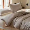 Conjunto de Quatro Peças de Luxo Leve de Alta Qualidade 100% Tencel Lan Jing Cor Sólida Alta Contagem de Fios Roupa de Cama Nu Ice Silk Conjunto de Colcha Refrescante Respirável Refrescante
