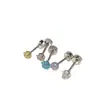 Pendientes de acero de titanio 316L brillantes mini de 4 mm con circonita de estrella para mujer, compactos de pentagrama en espiral para el lóbulo y la concha