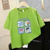 Camiseta de Manga Corta para Niños, Nueva Camiseta Estampada de Estilo Veraniego, Tallas Mediana y Grande para Niños, Algodón Puro Suave, Camiseta de Media Manga Holgada y Elegante