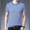 Venta Directa de Fábrica Camisa de Marinero Camiseta de Manga Corta con Cuello Redondo Manga Media Retro Camiseta Básica Unisex Estilo Hong Kong Uniforme de Marinero Nostálgico Verano