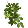 Planta Verde Artificial Transfronteriza con Hojas de Frijol para Decoración de Bodas, Planta de Boda Estilo Bosque, Un Tallo con 2 Ramas, Aproximadamente 15 Hojuelas para Decoración