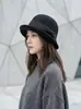 Chapéu de Feltro de Lã Retrô Feminino Outono Inverno Estilo Britânico Elegante Chapéu com Laço Versátil Afina o Rosto Temperamento Chapéu de Pescador