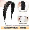 Diadema Trenzada Espina de Pescado Magnética con Peluca Integrada para Mujer, Accesorio para el Cabello Trenzado Largo, Diadema, Pieza de Cabello de Corona Alta