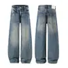 Ropa Muxi Otoño/Invierno Vintage Desgastados Calle Alta Jeans Sueltos para Hombre Marca de Moda Pantalones Rectos Cleanfit para Hombre