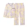 Pijama de Algodón Puro para Mujer, Nuevo Estilo Primavera y Otoño 2026, Manga Larga Pantalón Largo, Tacto de Alta Gama, Pulóver Cuello Redondo, Conjunto de Ropa de Casa 100% Algodón