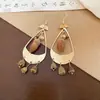 Pendientes de Madera con Cuentas de Color Café Estilo Chino Nuevo Transfronterizos Europeos y Americanos, Pendientes de Lujo Ligero de Gama Alta, Temperamento Estilo Bosque, Pendientes Retro Personalizados