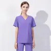 Dropshipping Transfronterizo Uniforme de Trabajo Elástico de Doctor Uniforme de Enfermera de Manga Corta Parte Superior de Hospital de Belleza Ropa de Lavado de Manos para Quirófano de Mujeres