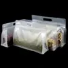 Bolsa Stand-Up com Fechamento Oito Lados Transparente Saco Selável para Lanches de Arroz Fosco Bolsa de Embalagem de Alimentos com Alça Larga em Estoque