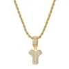 Collar Colgante Letra con Incrustaciones de Circonita de Cobre Chapado en Oro de 18 Quilates Cadena de Acero Inoxidable Collar con 26 Letras Inglesas