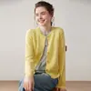 Nuevo Estilo Otoño/Invierno 2026 Cardigan de Cachemir Engrosado de Cuello Redondo Falso de Dos Piezas para Mujer Suéter de Punto Versátil para Mujer